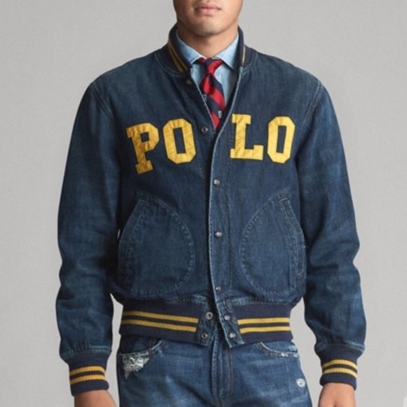 SOLD Polo Ralph Lauren Denim Baseball Jacket - Picture 1 of 5